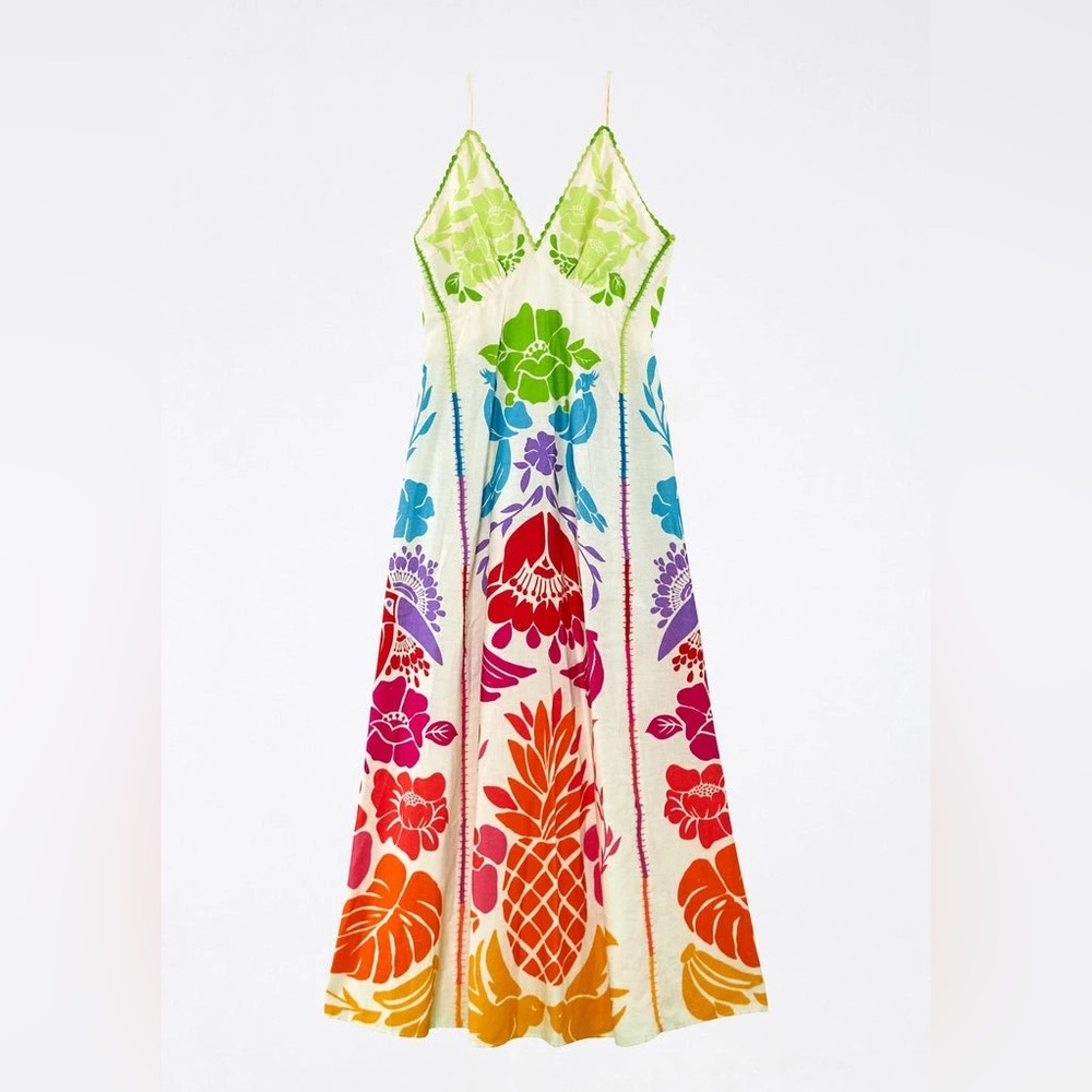 FARM Rio Multicolor Floral Maxi Dress - Lime, Blue, Pink, Orange - Picture 5 of 6